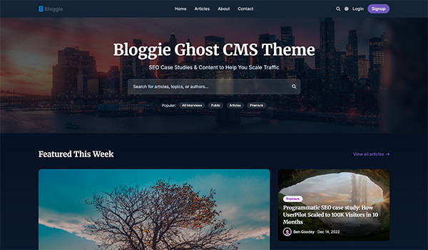Bloggie Ghost CMS Theme theme preview
