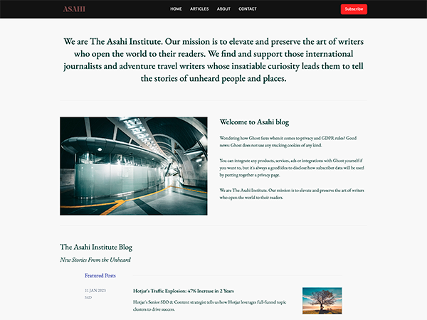 Asahi Ghost CMS Theme Theme Preview